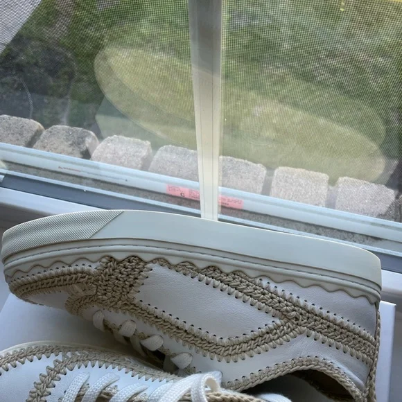 Chloe Lauren White Crochet Leather Platform Sneaker